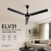 Plafonski metalni ventilator ELV31 140cm 65W CRNI