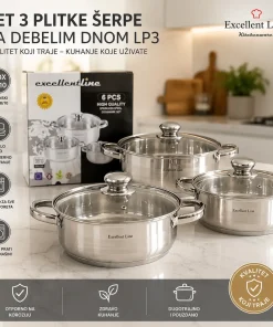 Set 3 plitke šerpe sa debelim dnom LP3