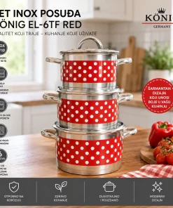 Set inox posuđa Konig EL-6TF RED