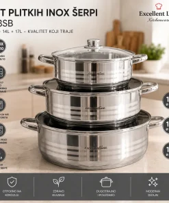 Set plitkih inox šerpi 12 lit 14 lit 17 lit L-3SB