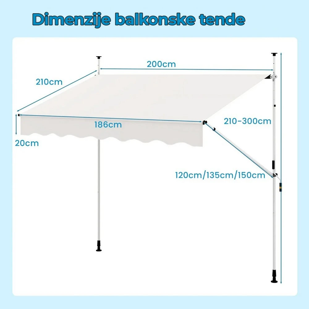 Balkonska Tenda Bež 200x120cm - Slika 6