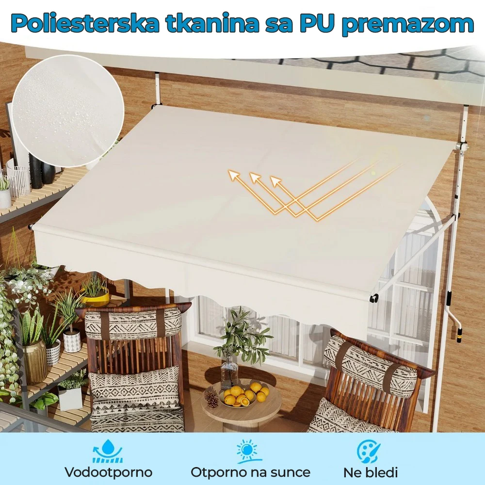 Balkonska Tenda Bež 200x120cm - Slika 4